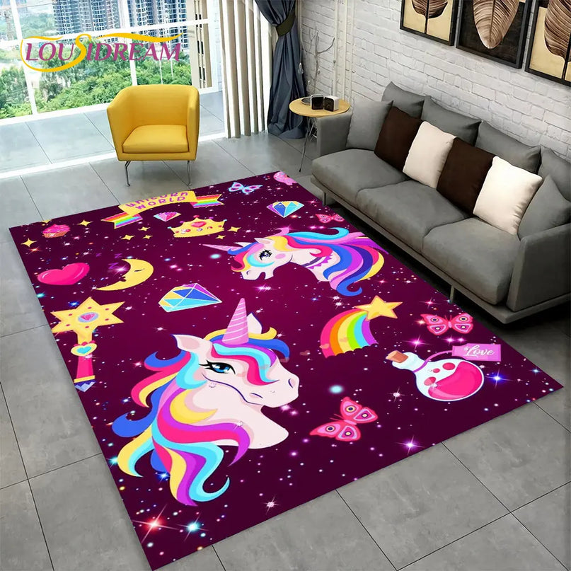 Sparkly Rainbow Unicorn Rug