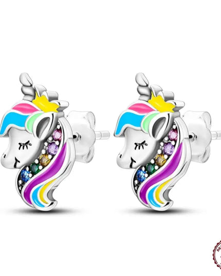 Crowned Rainbow Unicorn Earrings