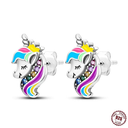 Crowned Rainbow Unicorn Earrings