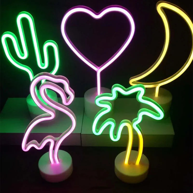 Unicorn & Flamingo Neon Night Light Set