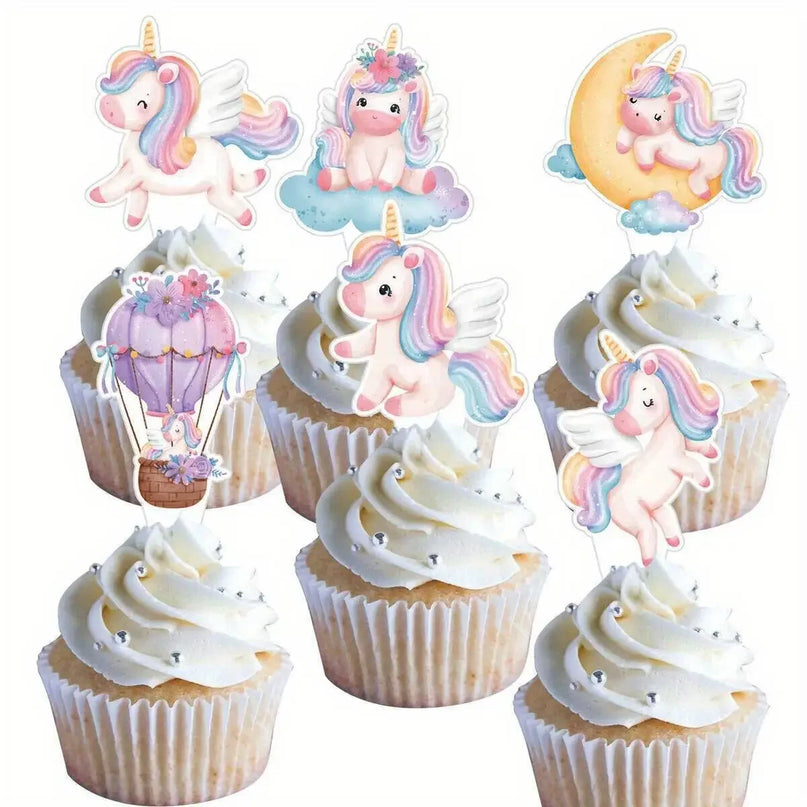 30-Pack Pastel Unicorn Cupcake Toppers