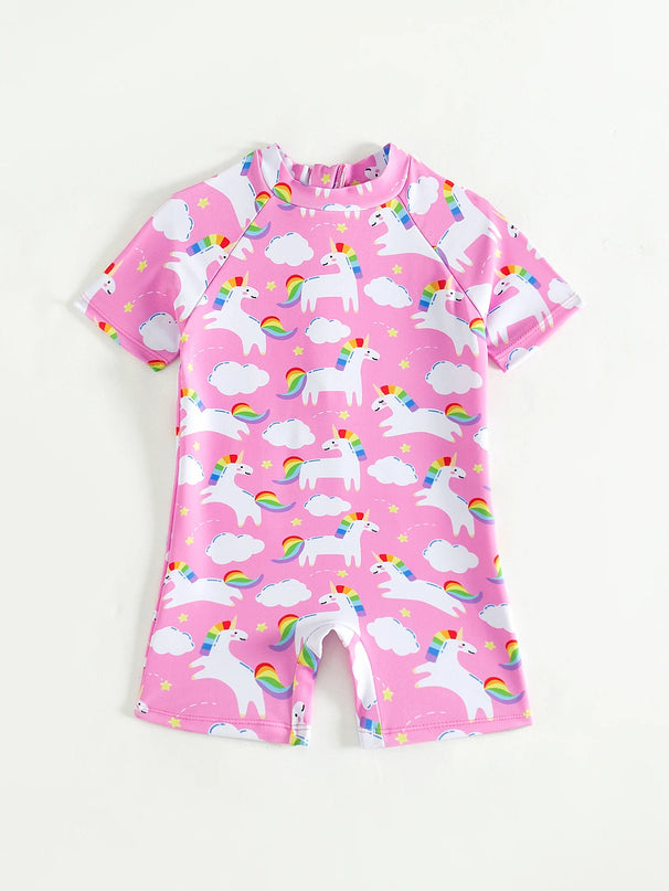 Pink Baby Girl Unicorn Swimsuit