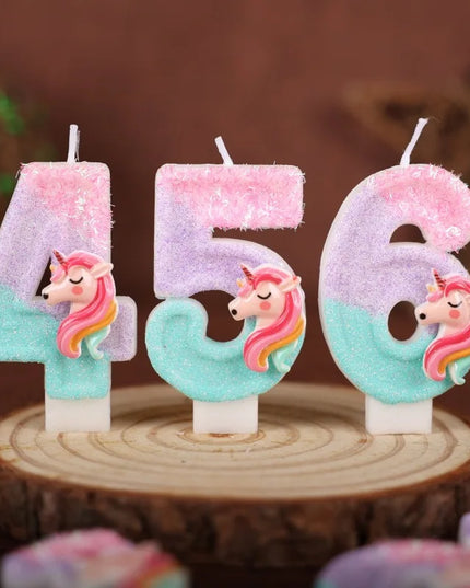 Unicorn Number 8 Birthday Candle