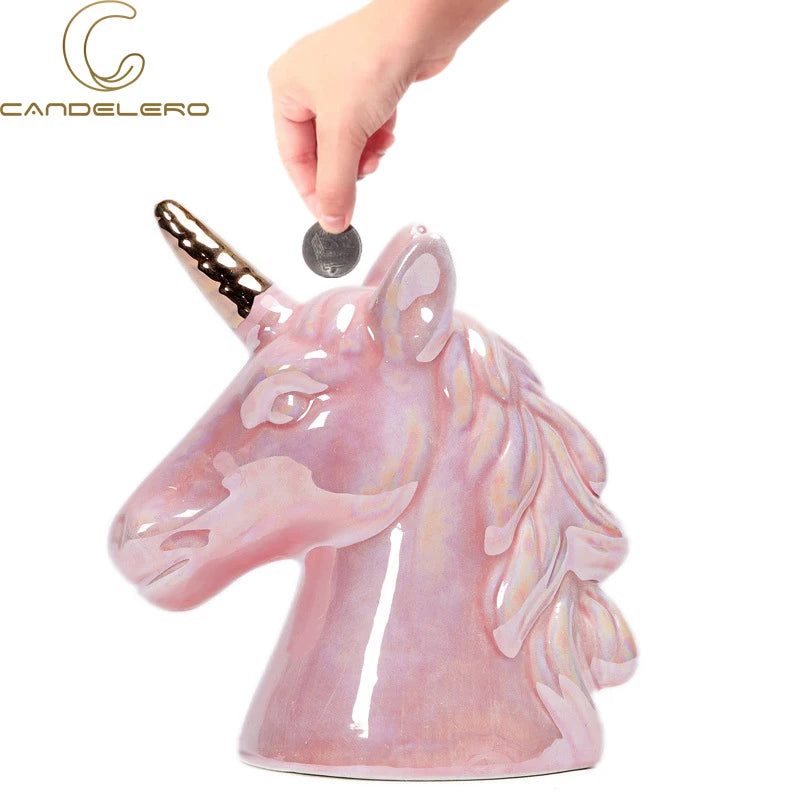 Rainbow Mane Unicorn Piggy Bank