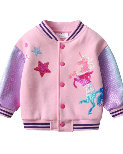 Sparkly Unicorn Sequin Bomber