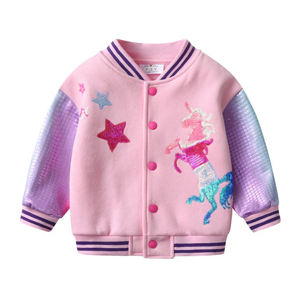 Sparkly Unicorn Sequin Bomber