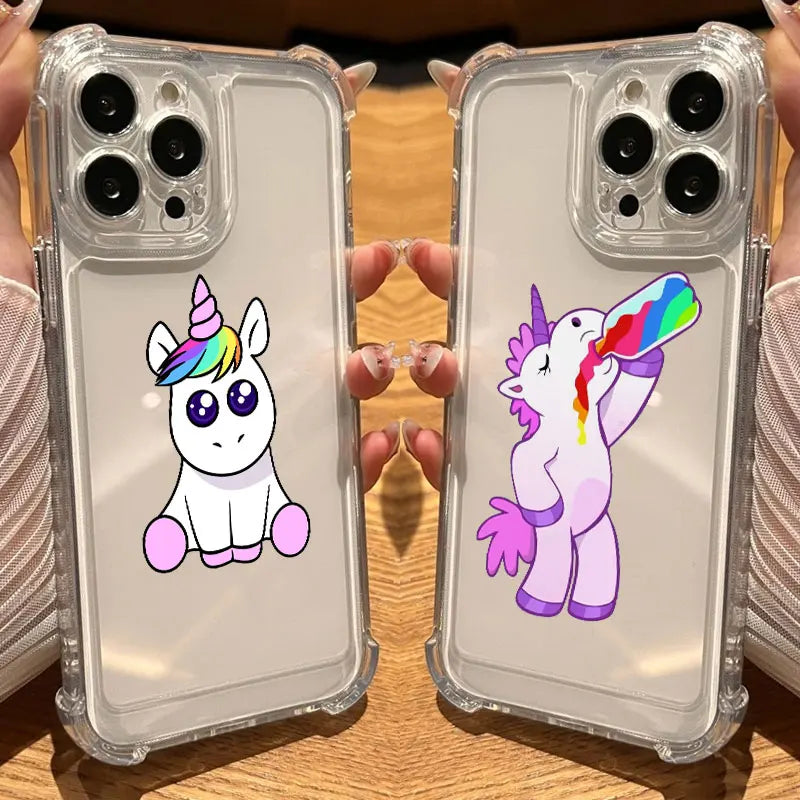 Happy Rainbow Unicorn Clear Case