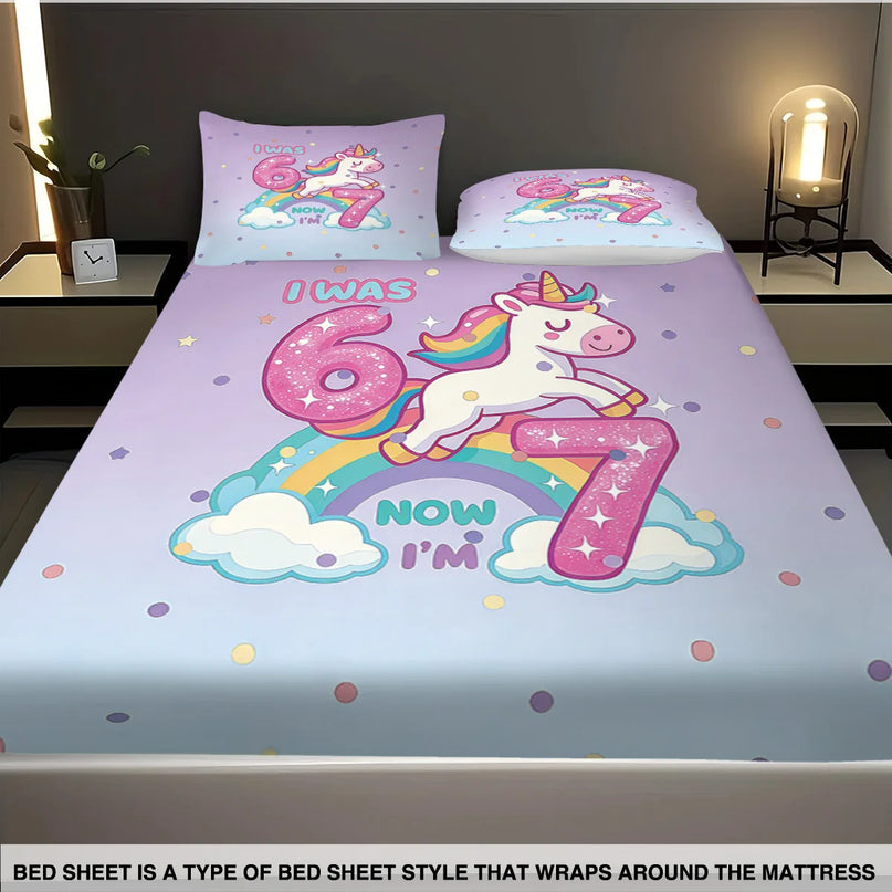 Birthday Unicorn Bed Sheet Set