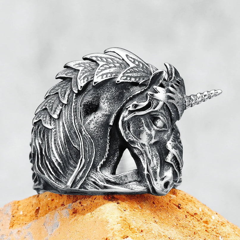 Retro Unicorn Ring for Men