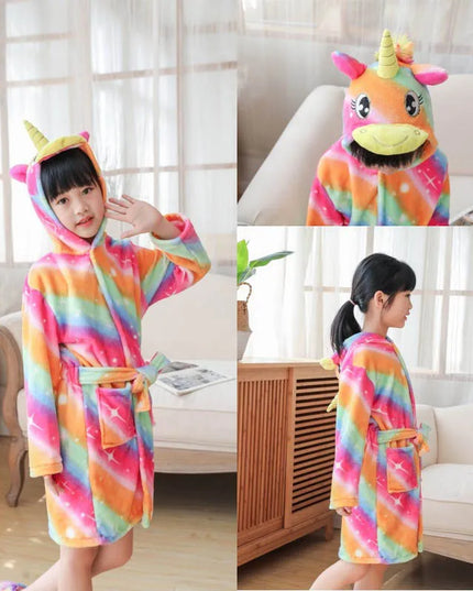 Rainbow Stripe Unicorn Robe Cover Up