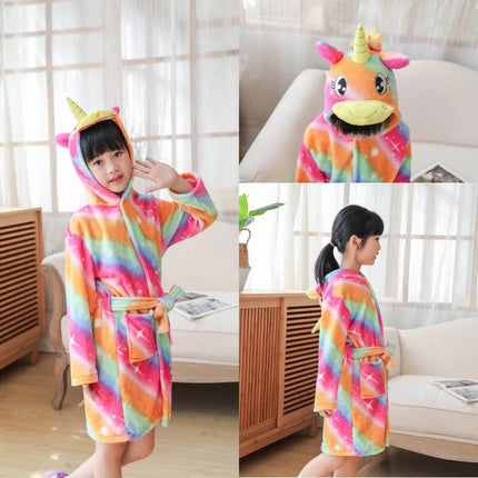 Rainbow Stripe Unicorn Robe Cover Up