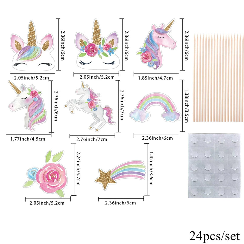 Rainbow Unicorn Cupcake Toppers 24pk