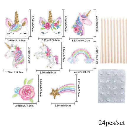 Rainbow Unicorn Cupcake Toppers 24pk