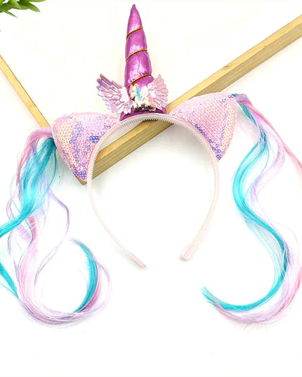 Blue Braided Unicorn Wig Headband