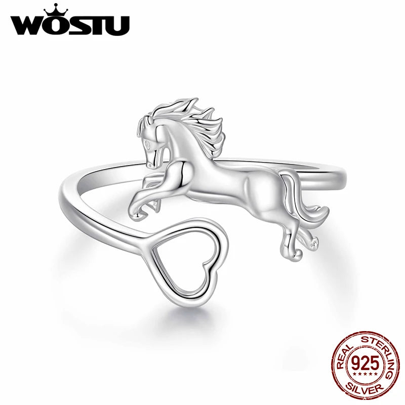 925 Silver Unicorn Heart Ring