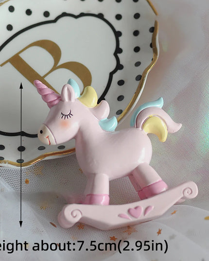 Blue Rocking Unicorn Cake Topper