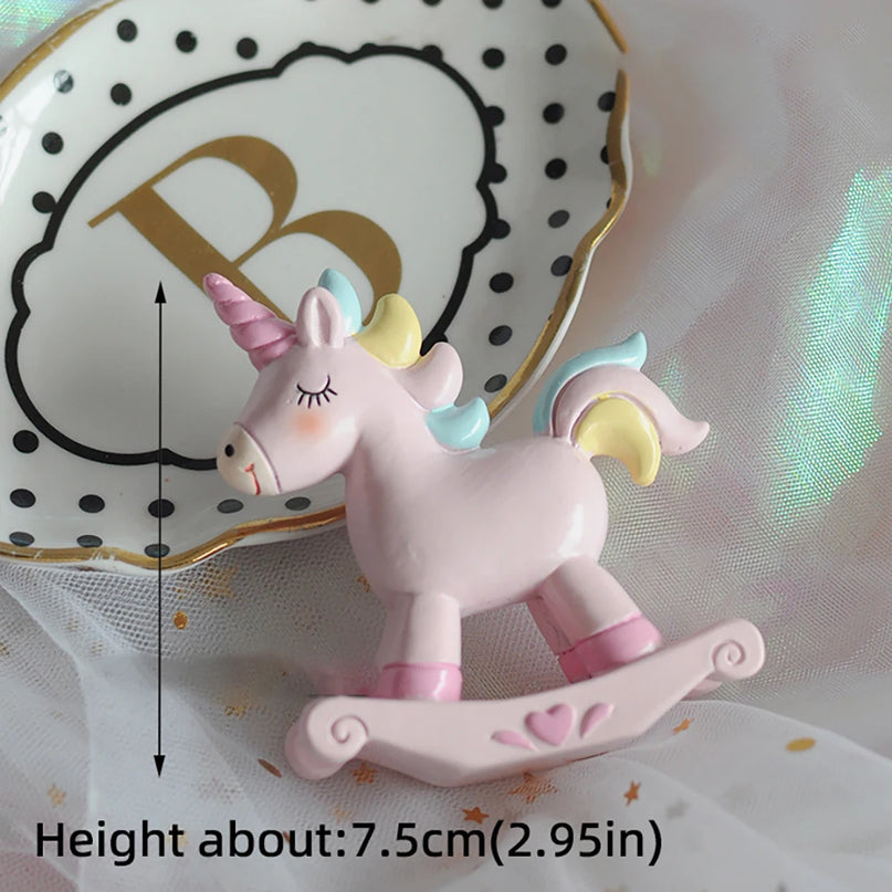 Pink Unicorn Cake Topper Set