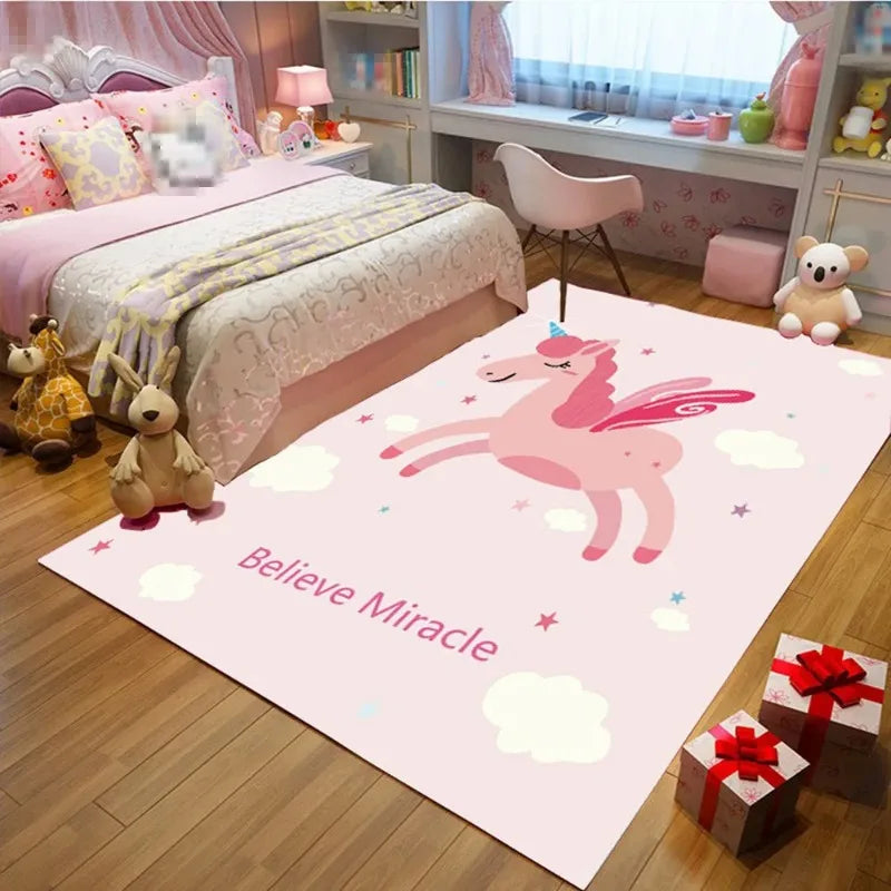 Cute Flower Crown Unicorn Rug