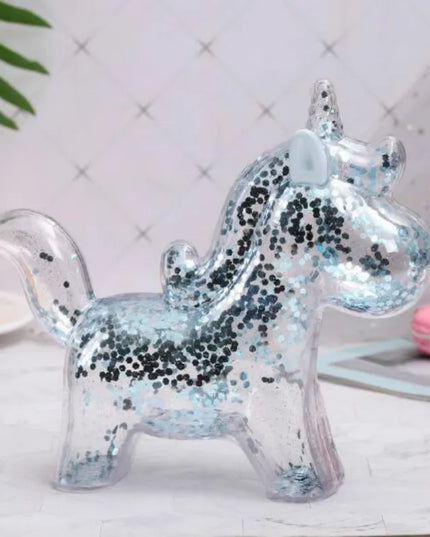 Clear Sequin Unicorn Piggy Bank