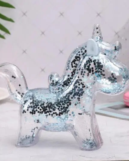Clear Sequin Unicorn Piggy Bank