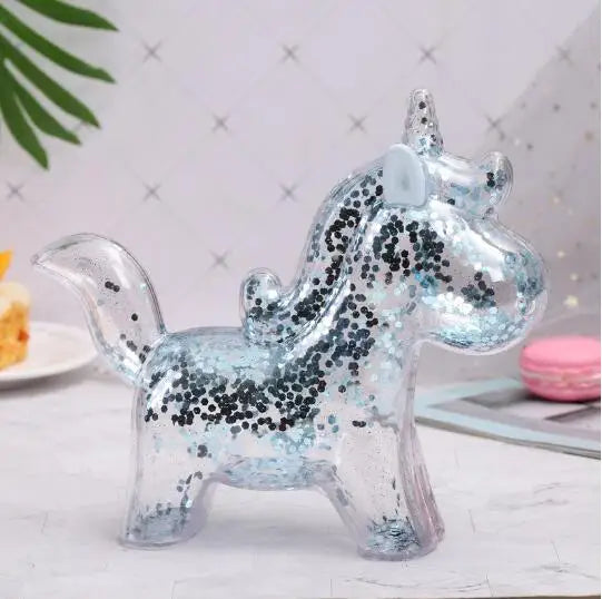 Clear Sequin Unicorn Piggy Bank