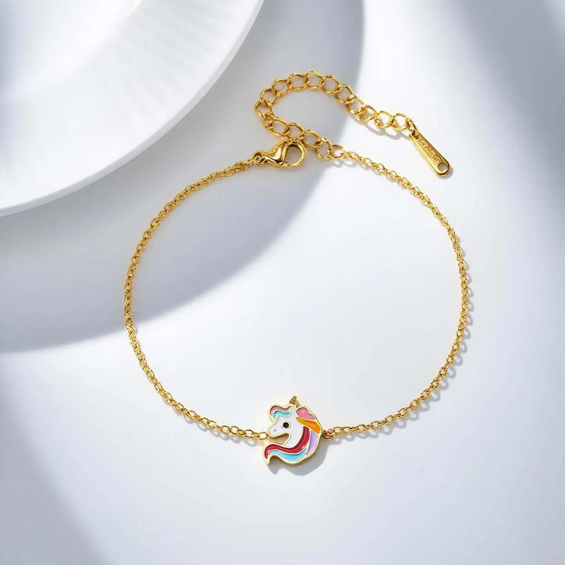 Golden Enamel Unicorn Bracelet