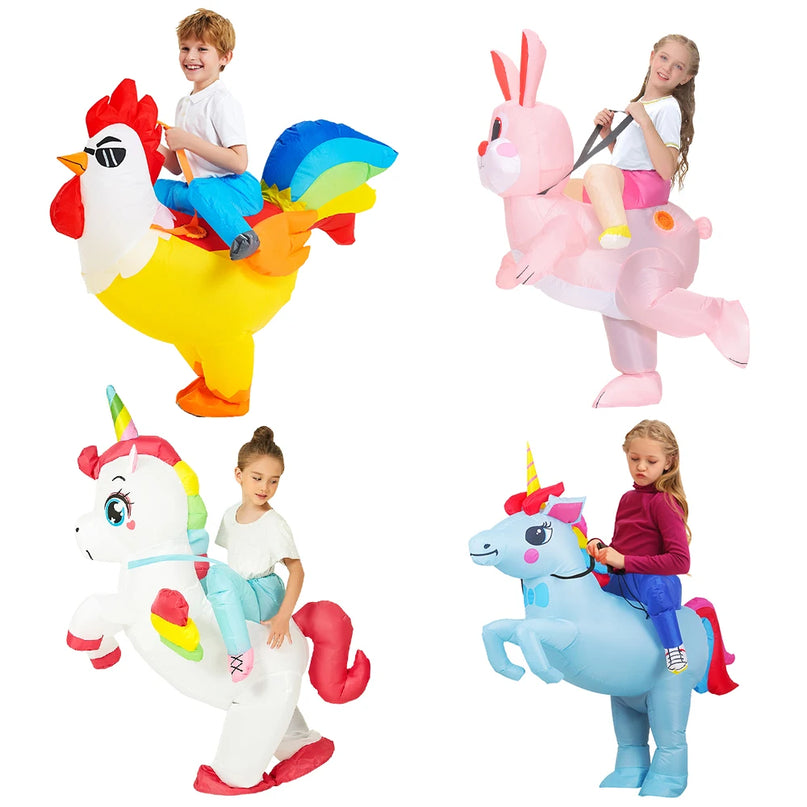 Blue Inflatable Costume Unicorn for Kids