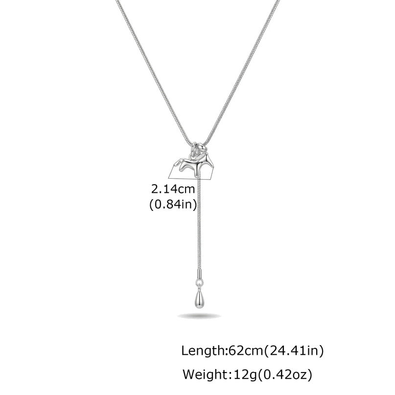 Silver Y-Drop Unicorn Necklace