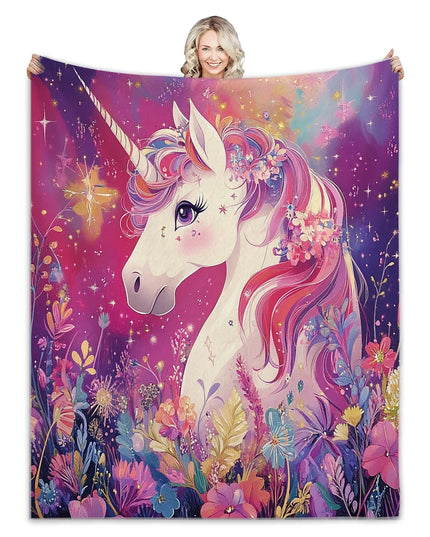 Floral Twin Size Unicorn Blanket