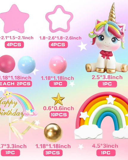 Magical 29-Piece Unicorn Cake Topper