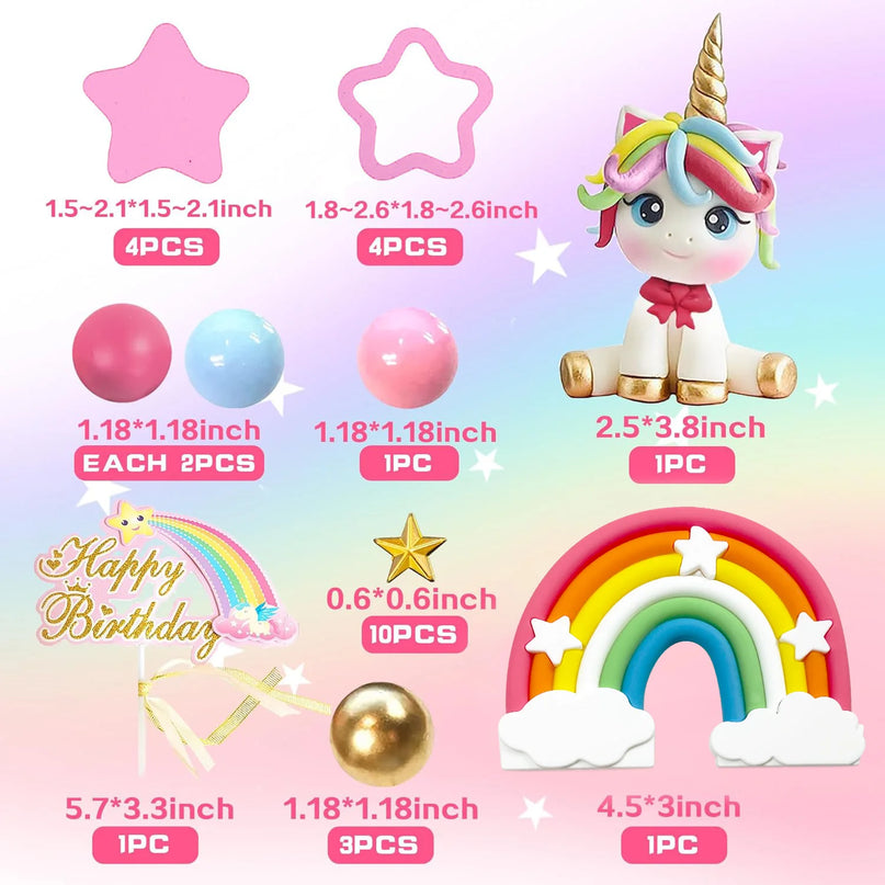 Magical 29-Piece Unicorn Cake Topper