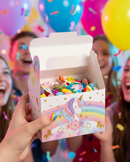 Pastel rainbow print across the front of the gable box