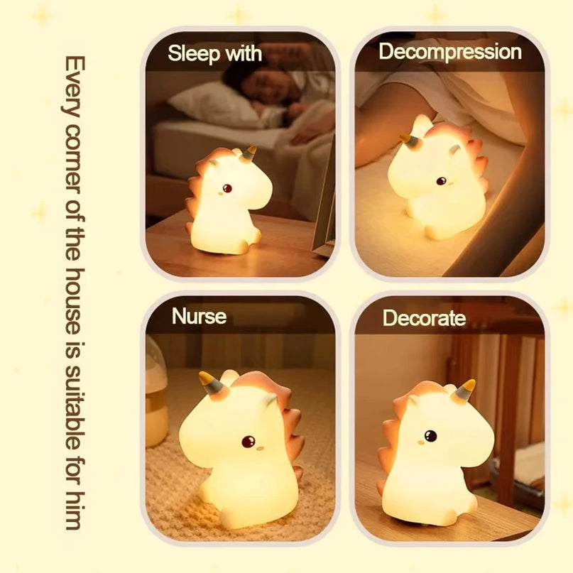 Cute Pink Silicone Unicorn Night Light