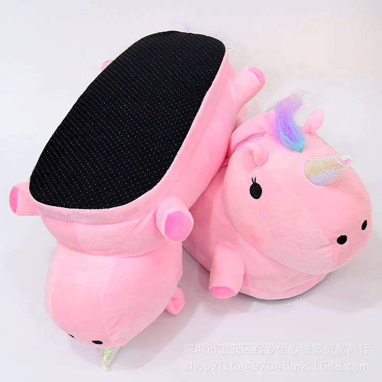 Giant Plush Unicorn Slippers