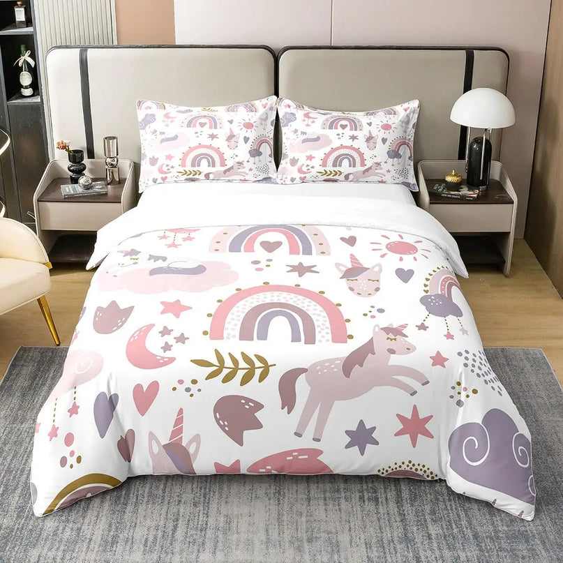 Pastel Boho Unicorn Bedding Set