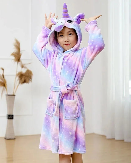 Purple Galaxy Unicorn Flannel Robe