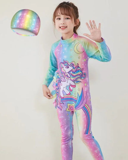 Galaxy Rainbow Kids Unicorn Swimsuit