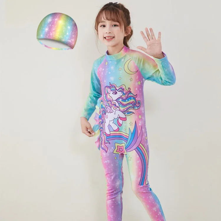 Galaxy Rainbow Kids Unicorn Swimsuit