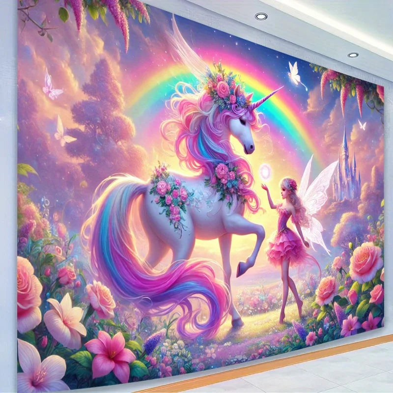 Fairy Unicorn Tapestry for Girls