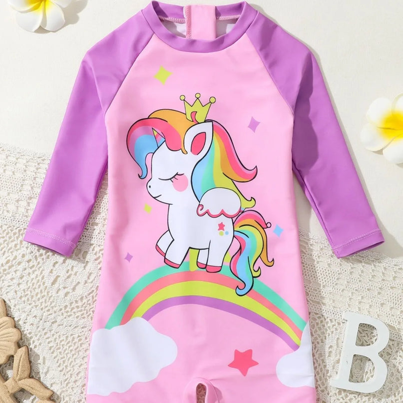 Kawaii Unicorn Rash Guard Swimsuit