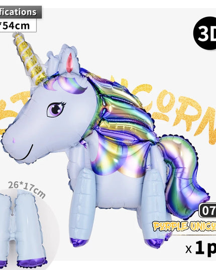 Pink unicorn foil balloon as a photo prop at a kids birthday party