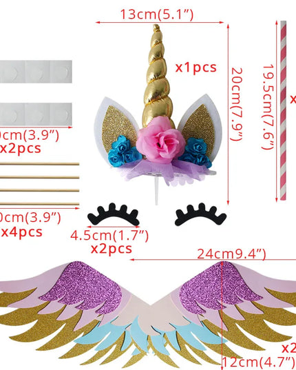 Glitter Wings Unicorn Cake Topper