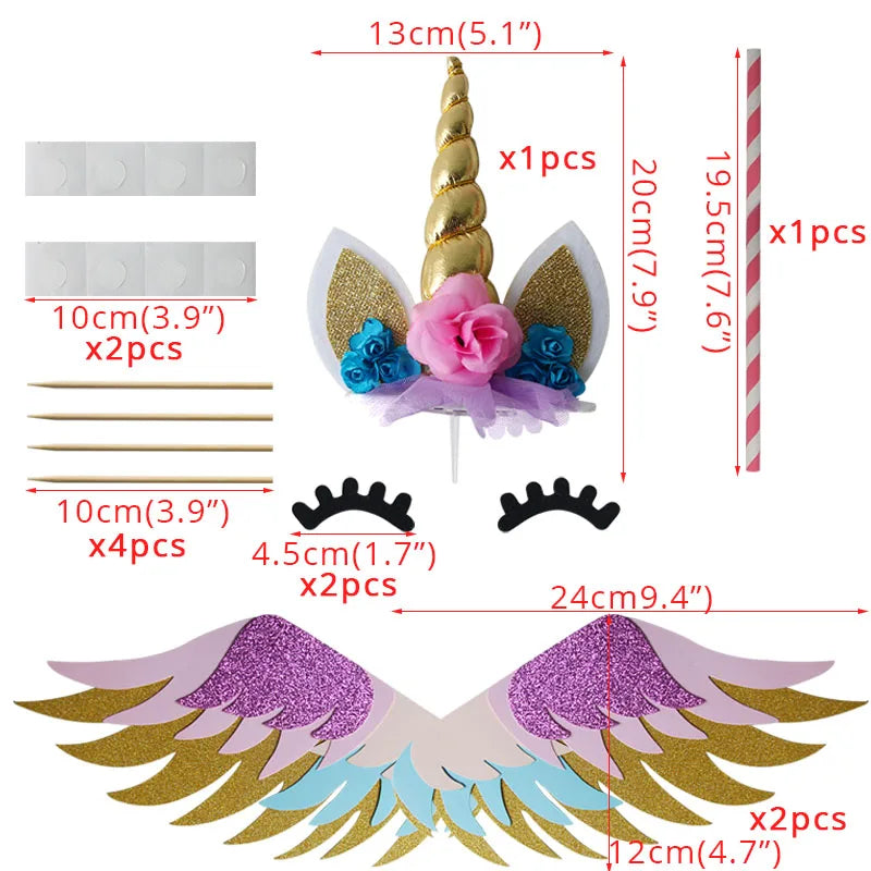 Glitter Wings Unicorn Cake Topper