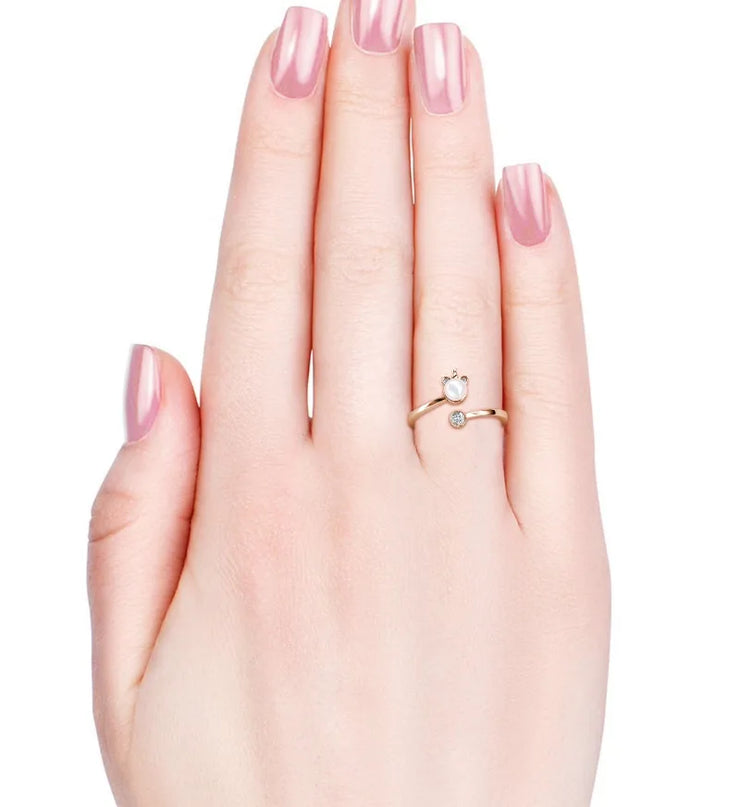 Rose Gold Pearl Unicorn Ring