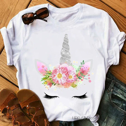 Floral Kawaii Unicorn Shirt