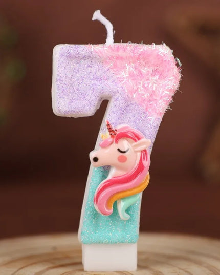 Rainbow Glitter Unicorn 7 Candle