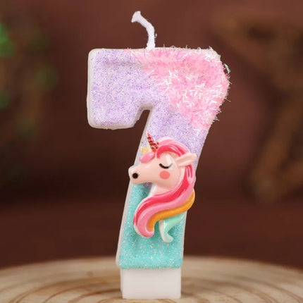 Rainbow Glitter Unicorn 7 Candle