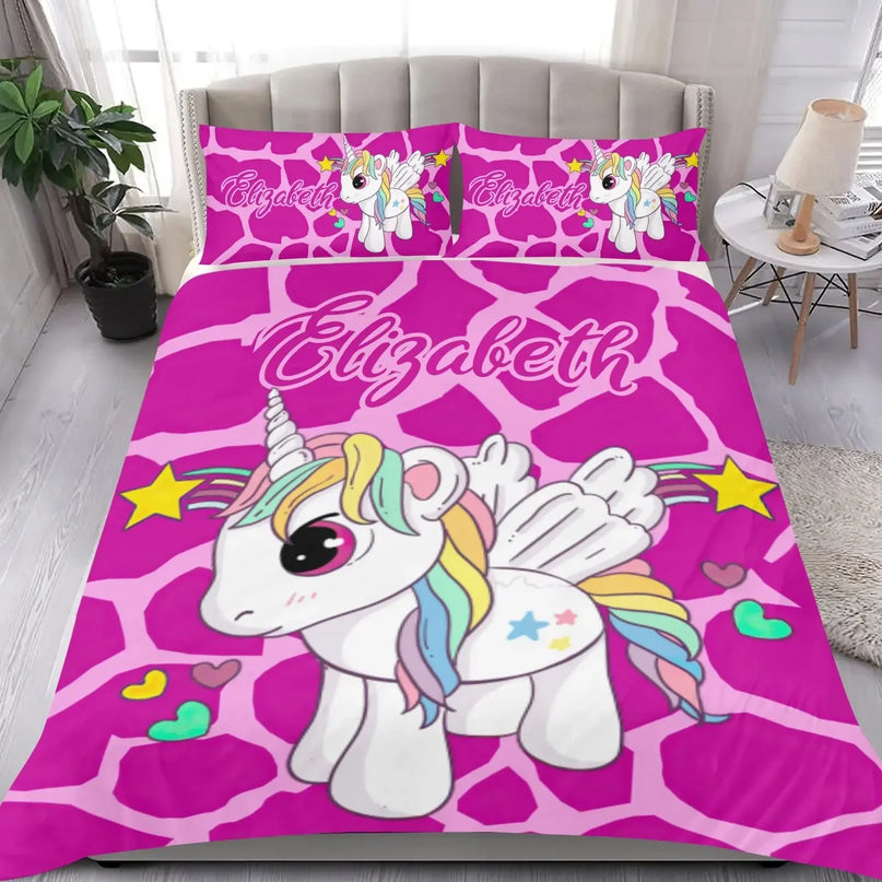 Giraffe Print Unicorn Bedding
