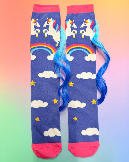 Unicorn Socks with Real Hair Fringe