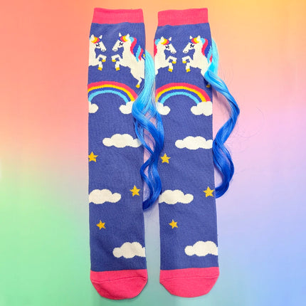Unicorn Socks with Real Hair Fringe